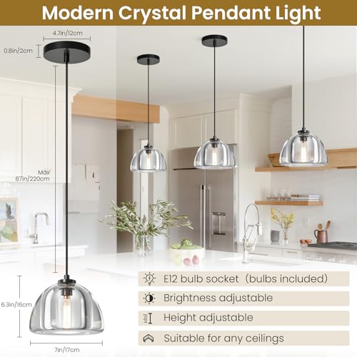 Image of Crystal Pendant Light Kitchen Island，Brass Hanging Pendants Lights