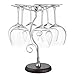 MyGift 6-Hook Countertop Wine Glass Holder, Artistic Freestanding Silver Tone Metal Stemware Rack with Elegant Scrollwork Design