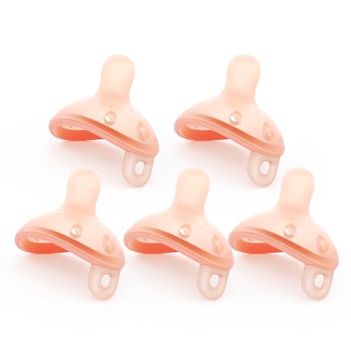 Garkoko Baby Pacifiers 0-6 Month, Breast Like Shape Soft Silicone Newborn Pacifiers 0-3 Months with Large Air Holes, BPA-Free, 5pcs