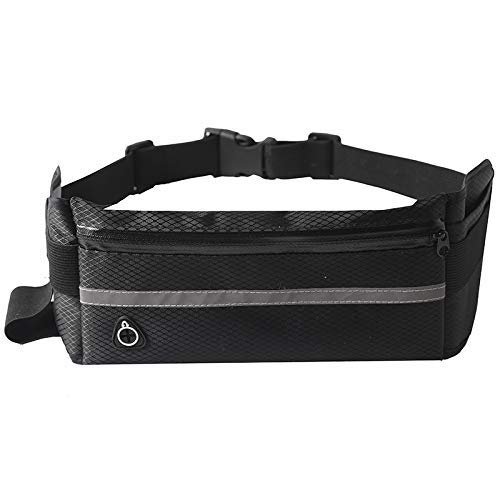 DEJUN Fanny Pack Waist Bag for Unisex, Travel Waist Pack, Adjustable Belt, Waterproof Waist Pack, Multifunction, Ultra-Thin, Light, Suitable for Phones Under 6.5 inch (Black)