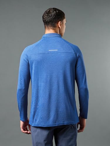 Image of TECHNOSPORT Mens Slim Fit Self-Design Full Sleeve Polo T-Shirt with Double Cool, SPF50+ Proerties for Gym, Workout and Regular Use