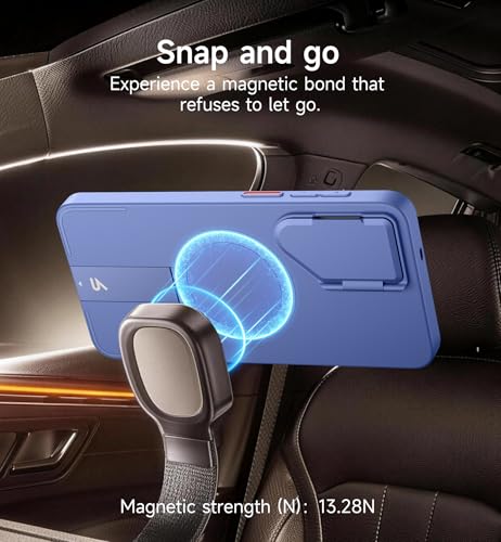 Image of SURITCH for Samsung Galaxy S26 Plus Phone Case, Magnetic Protective Cover with Camera Cover & Adjustable Metal Kickstand for Galaxy S26 Plus -Starlight Blue