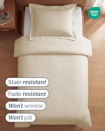 Image of Duvet Cover Twin /Twin XL Size Set - Extra Soft Twin /Twin XL Duvet Cover 68 inch x 90 inch with 1 Pillow Sham for Women, Men, Kids & Teens - Comfy, Easy-Care & Fade Free w / Zipper Closures & Ties (Off White)