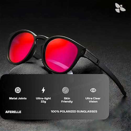 Image of Aferelle | IUnisex Round TAC Polarized Sunglasses | For Bike Riders | Running | Outdoor | Sports | Medium