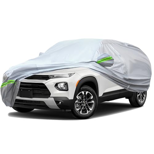TUCAREST 6-Layers Premium Full Car Cover Hard Shell Zipper Design Waterproof All Weather Weatherproof UV Sun Protection Snow Dust Storm Resistant Outdoor with Straps (Fit for SUV/MPV UP to 180")