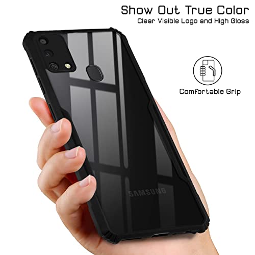 Image of Jkobi Back Cover Case for Samsung Galaxy M21s (Crystal Glass Back | Camera Protection | Shockproof Bumpers | Professional Black)