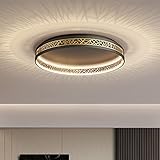  Sofar LED Deckenleuchte Dimmbar mitFernbedienung Wohnzimmer Deckenlampe, Acryl Schirm Arbeitszimmer Licht,Kreativ Rund Schwarz Gold Aushöhlen Design Schlafzimmer Lampe, Flurlampe aus Eisen,Ø40cm
