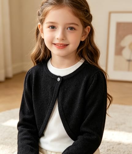 Image of 2Pcs Girls' Knit Toddler Cardigan Cotton Soft Button Closure Bolero Shrug Shawl Shirt Sweater