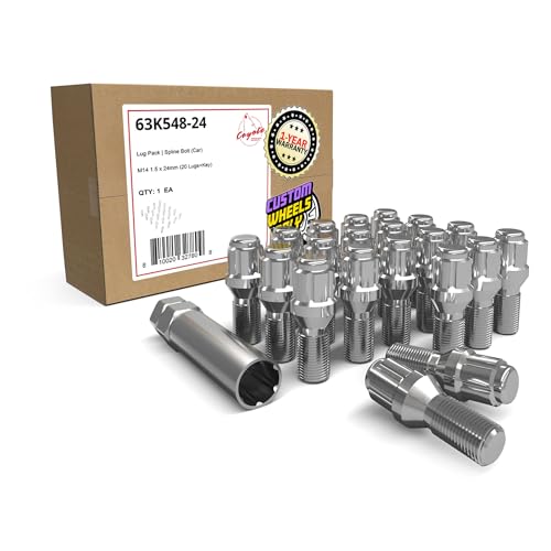 Image of Wheel Accessories Parts 20 Pcs M14 x 1.50 14 x 1.5 Thread Acorn Seat Spline Lug Bolt Chrome Finish 24mm Shank Length Car Spline fits Ferrari 456 GT 456 GTA 456 M 456 M GT 456 M GTA