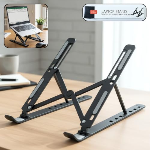 Image of Adjustable Plastic Laptop Stand Ergonomic Portable Folding Bracket