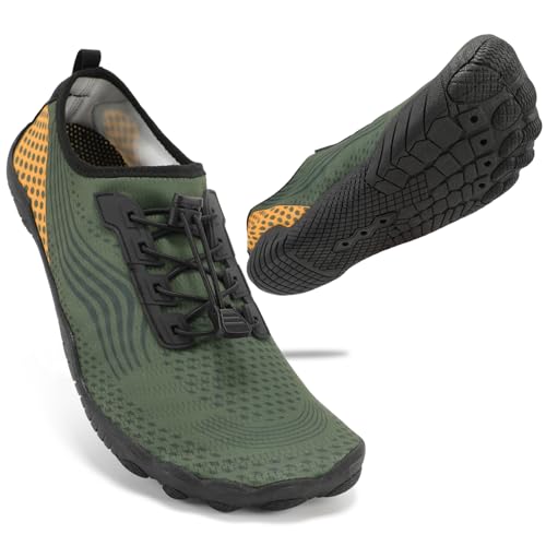 ZHR Mens Sports Water Aqua Shoes Quick Dry Beach Socks for Swim Surf Boating Green Orange UK9