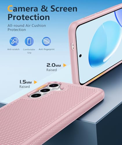 Image of FNTCASE for Samsung Galaxy S25 Case: Dual Layer Heavy Duty Cell Phone Protective Cover Shockproof Rugged with Non-Slip Textured - Military Drop Protection Bumper Tough - 2025, 6.2 inch (Sakura Pink)