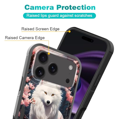 KJFHDJFDH for iPhone 17 Pro Case,Dual Layer Hybrid Heavy Duty Rugged Shockproof Hard PC +Soft Silicone Protective Case for iPhone 17 Pro 6.3" 2025,Fox and Flowers - image 4