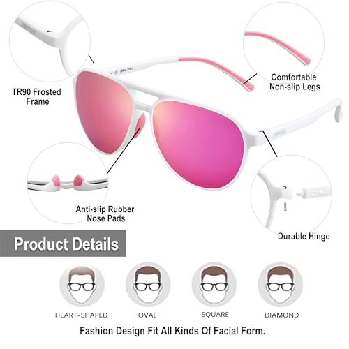 Image of Jefoo Polarized Aviator Sunglasses for Women Men Retro Trendy Sports Sunglasses for Outdoor UV400 Protection