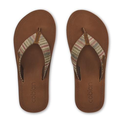 Cobian Campo Del Sol Sayulita Sandals for Women – Premium Leather Flip-Flops with Hand-Woven Textile Straps – Comfortable Casual Slip-On Footwear4