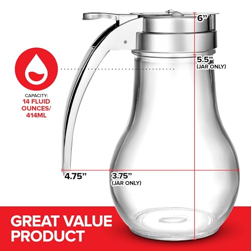 Stock Your Home 14 Oz Glass Syrup Dispenser, No Drip Glass Syrup Bottle For Maple Syrup thumb #1