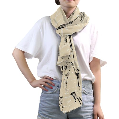 OTVEE Silk Like Scarf Vintage Old Paris Eiffel Tower Scarf Soft Lightweight Chiffon Scarf Shawl Wrap for Women3