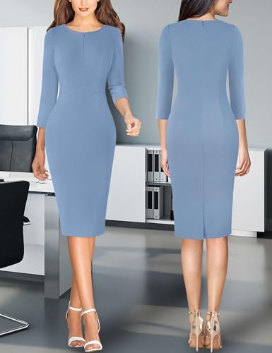 Image of VFSHOW Womens Work Business Office Zipper Up Slim Bodycon Sheath Dress