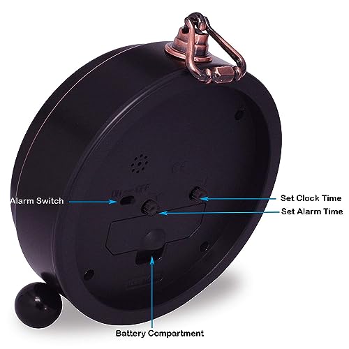 Konigswerk Desk Alarm Clock, Battery Operated Loud Alarm Clock (Tuscan Style)