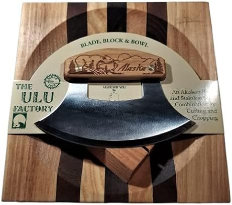 The Ulu Factory Ulu - Juego de cuchillos y cuencos para picar, oso y montaña, fabricado en Alaska