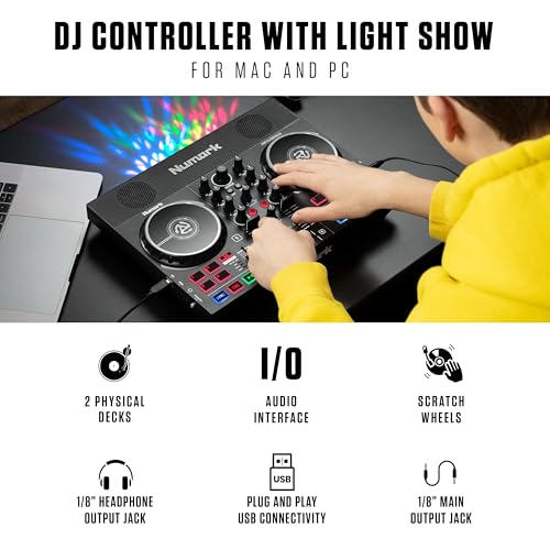 image for Numark Party Mix Live DJ Controller with Speakers, Lights, 2 Decks, Mi