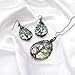 Hand Wired Tree of Life Sea Abalone Shell Jewelry Set Drop Earrings & Pendant Necklace, Bronze