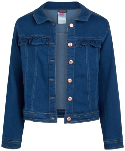 Vince Camuto Girls' Jean Jacket - Basic Casual Soft Stretch Denim Jacket (Size: 7-12), Size 8, Dark Wash Soild #TOP24