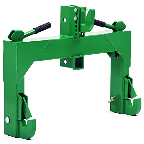 YITAMOTOR 3 Point Quick Hitch for Category 1 Tractor, 3000 lbs 3-Pt Attachment with 2" Receiver Trailer Hitch Adaptation with 5 Level Adjustable Bolt Green