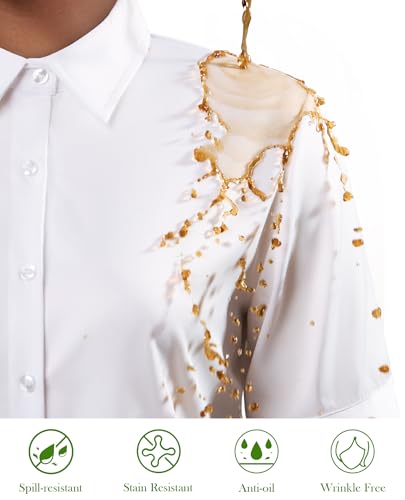 Button Down Shirts for Women Fitted Short Sleeve Dress Shirt Collared Blouses Work Tops Wrinkle Free2