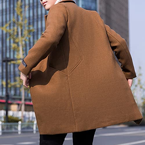 Hiborth Jaqueta masculina cor pura combina com tudo casaco blusão bolsos quentes Camelo 2XL