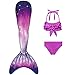 DNFUN Coda di Sirena con Bikini per Bambina,3pz, No Pinna,Costumi da Bagno Sirena,Bnjcka17,110