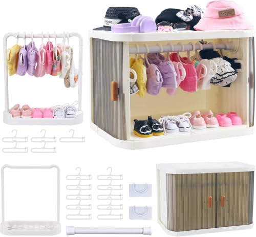 Doll Closet for 15/17cm Doll Clothes Doll Wardrobe Compatible with Labubu