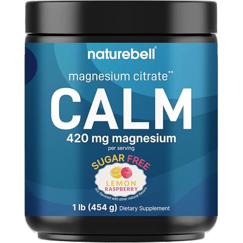 Calm Magnesium Powder, 1lb | Drink Mix for Sleep, Muscle, Bone & Mood Support – Sugar Free Lemon Raspberry Flavor – Chelated Magnesium Citrate for