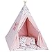 Tente Tipi pour Enfants - Tente de Jeu Tippi Chambre d'enfant Tente Indienne Extérieur Intérieur Modèle 4 avec Tapis de Jeu et 3 Coussins