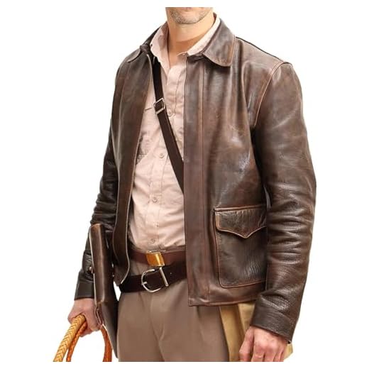 Jaqueta masculina de couro bomber marrom vintage Harrison Ford Jones dos Raiders of The Lost Ark Indiana - Jaqueta de couro bovino genuíno, Marrom envelhecido, 4G