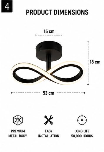 Image of Infinity 50W LED Ceiling Light | 3 Color Modes | Warm White, Neutral & Cool White | Modern Decorative Ceiling Light