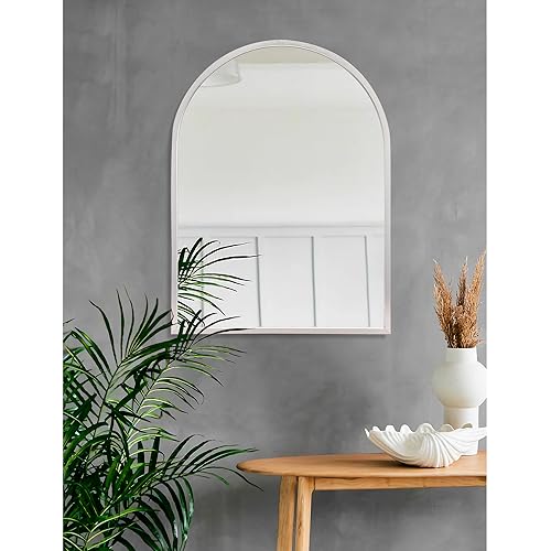 Image of Arched Bathroom Mirror, Silver Metal Frame Wall Mounted Mirror Vanity Wall Mirror for Bedroom Entryway Living Room Vanity 26 inchx18 inch