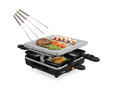 Raclette mit Steinplatte 21x21cm für 4 Personen - Steingrill 600Watt