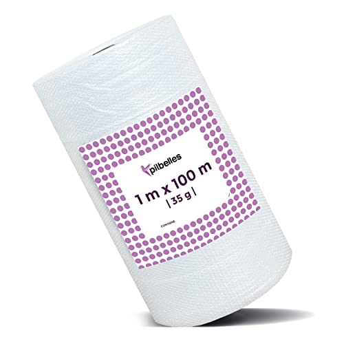 Rollo de plástico de burbujas de 1 metro de ancho y 100 metros de longitud. - Papel burbuja Ideal para embalaje, mudanzas, cajas.…