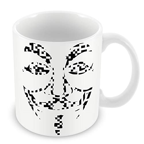 Fabulous Mug Céramique Tasse Tasse Visage Anonymous Noir Carrés