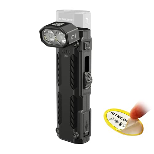 Nitecore EDC09 1600 Lumens EDC Flashlight, 102° Rotating Swivel Head 3 Color Temperatures USB-C Rechargeable Magnetic Tail Stainless Steel Body Waterproof