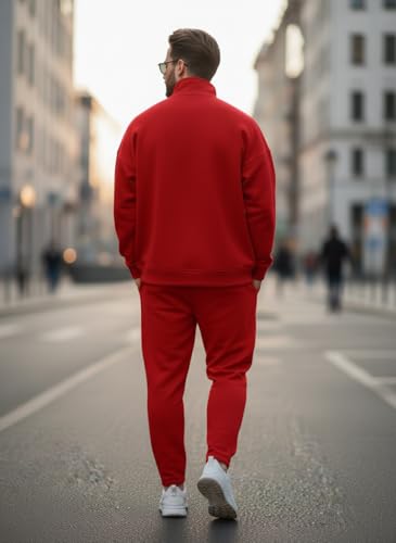 Image of Mack Jonney Solid Half Zipper Track Suit for men | Co-ord Set | Warm Fleece Tracksuit Set | Full Sleeve Sweatshirt