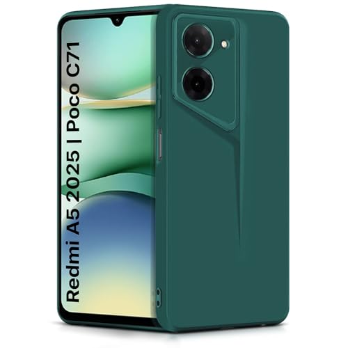 Image of WOW IMAGINE Slim Back Cover for Redmi A5 | Poco C71 | Blade Series Ultra Thin Case with Lightweight Design | Camera Protection | Soft Matte Silicone Flexible Mobile Case - Green