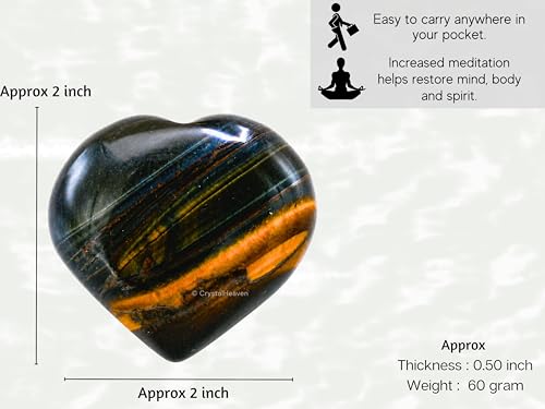 Image of Crystal Heaven Multi Tiger Eye Crystal Heart Palm Pebbles Stones For Anxiety Stress Relief Massage - Aaa Grade Original Healing Gemstone Agate Heart Palm Stone For Yoga Meditation Spiritual