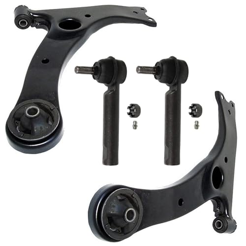 Image of Detroit Axle - 4pc Front Control Arms Kit for 2009-2013 Toyota Corolla 2009-2014 Matrix Pontiac Vibe, 2010 2011 2012 Passenger and Driver Side 2 Lower Control Arms 2 Outer Tie Rods Replacement