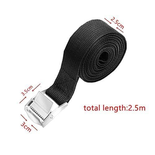 Image of Tie Down Straps, Heavy Duty Lashing Straps, Adjustable Cam Buckle Straps with Metal Buckle for Motorcycle, Cargo, Trucks, Trailer, Luggage (2.5m, Black) (5pcs)