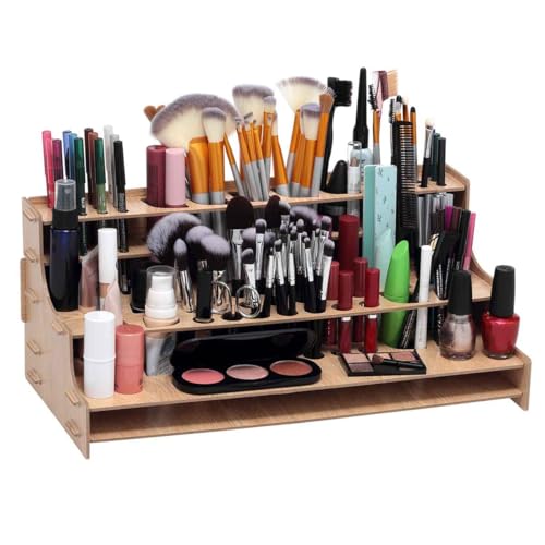 Image of HG Art Concepts Mezzo Artist Drawing Rack, 15 Pack - Wood Grain Laminate Multi Layer Desk Stand Professional Storage Display Organizer for Pens, Pencils, Drafting and all other Drawing Tools