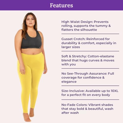 Image of Adira | Plus Size Leggings for Women | Plus Size Leggings for Women | High Waist | Ankle Length | Soft Cotton & Elastane Blend | Non-See-Through | Gusset Crotch Prevents Ripping