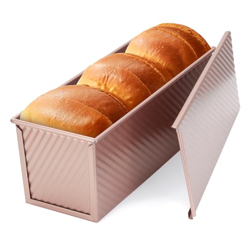 VINATO Molde Pan Horno, (32x12x11.5CM) Dimensiones Grandes, PARA 1000 G DE MASA，De Acero Al Carbono, Molde Para Pan Con Tapa Antiadherente, Ideal Para Tostadas, Brotbackform