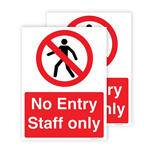 Pack of 2 No Entry Signs (150 x 200 mm) Self Adhesive Waterp